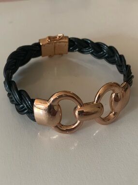 Milor Italy VINTAGE Bronze & Leather Link Bracelet - UNWORN!